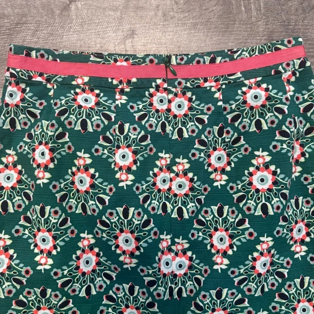 Boden Green Floral Pencil Skirt Lined Womens Petites Sz. 6P